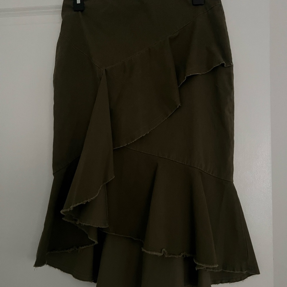 INTERMIX Olive Green Layered Skirt